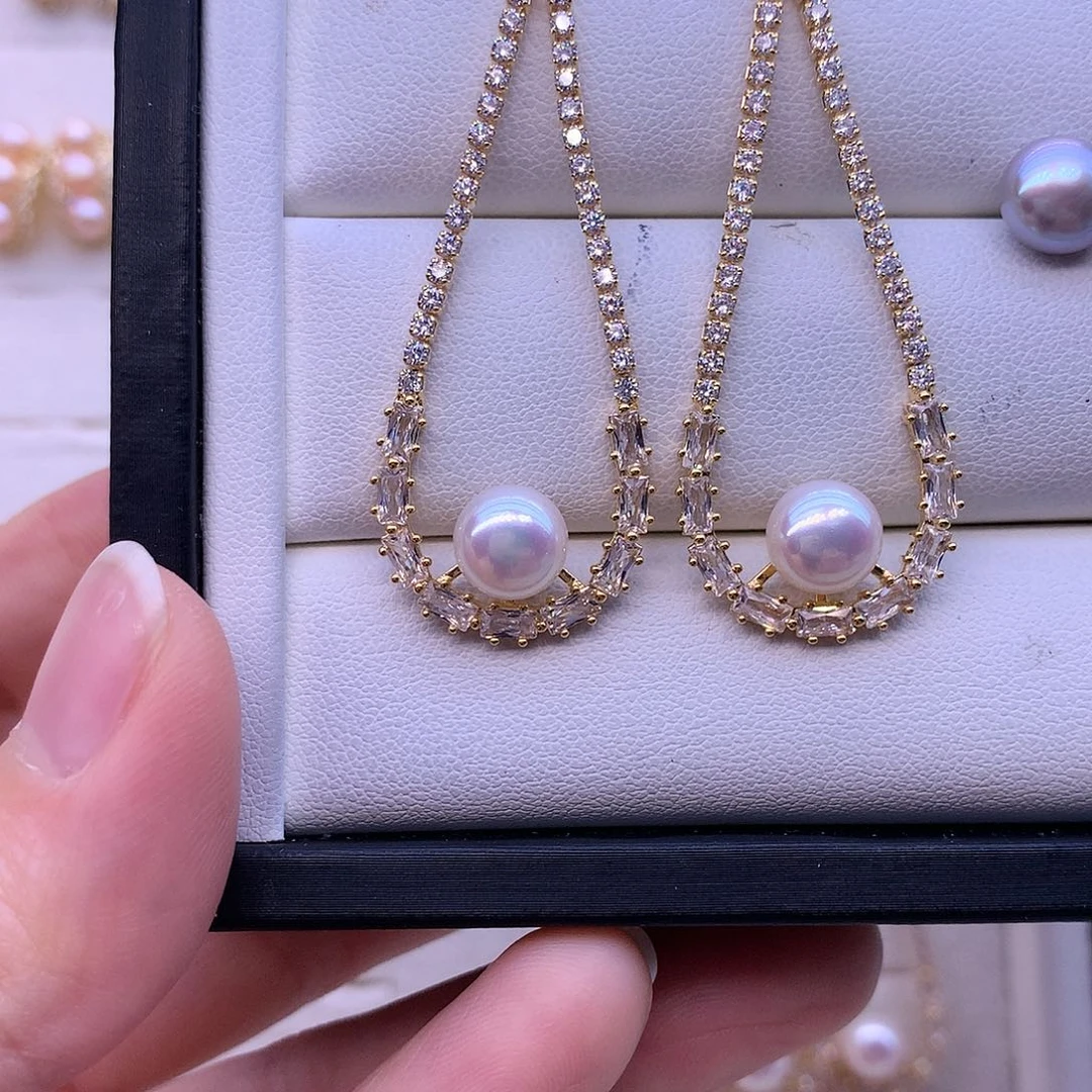 淡水珍珠耳饰合金