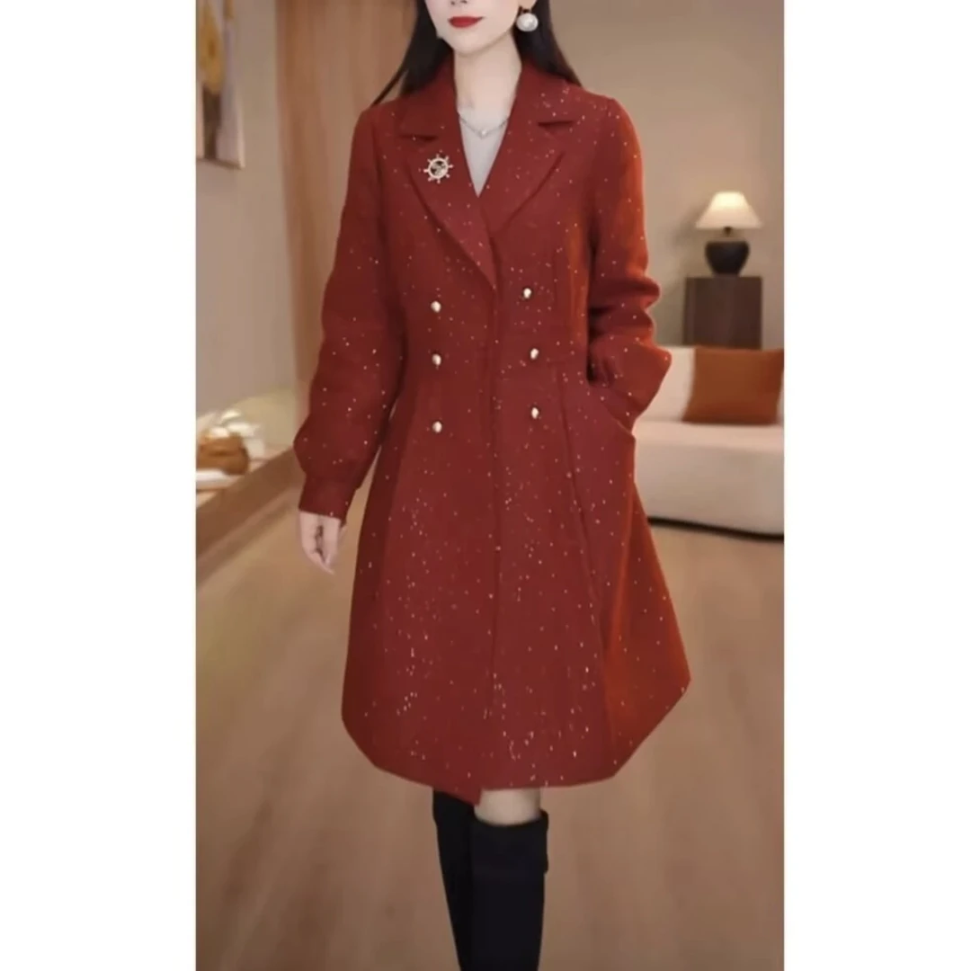 【外套】2025冬季新款加棉新款时尚保暖显瘦修身女士中长款加棉外套