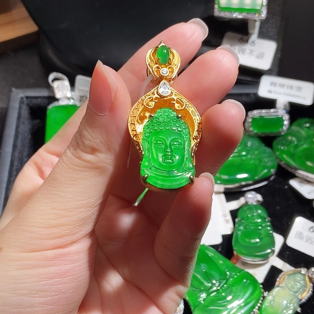 翡翠银S925镶嵌吊坠(不含链)