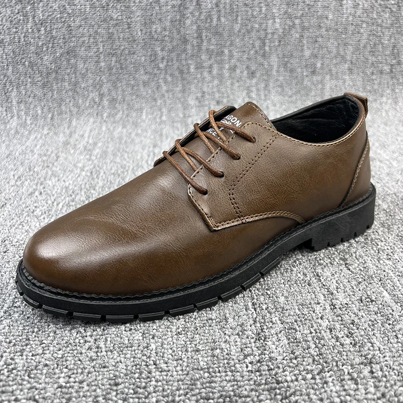 C01新款男士系带皮鞋时尚男鞋子软底真皮休闲皮鞋