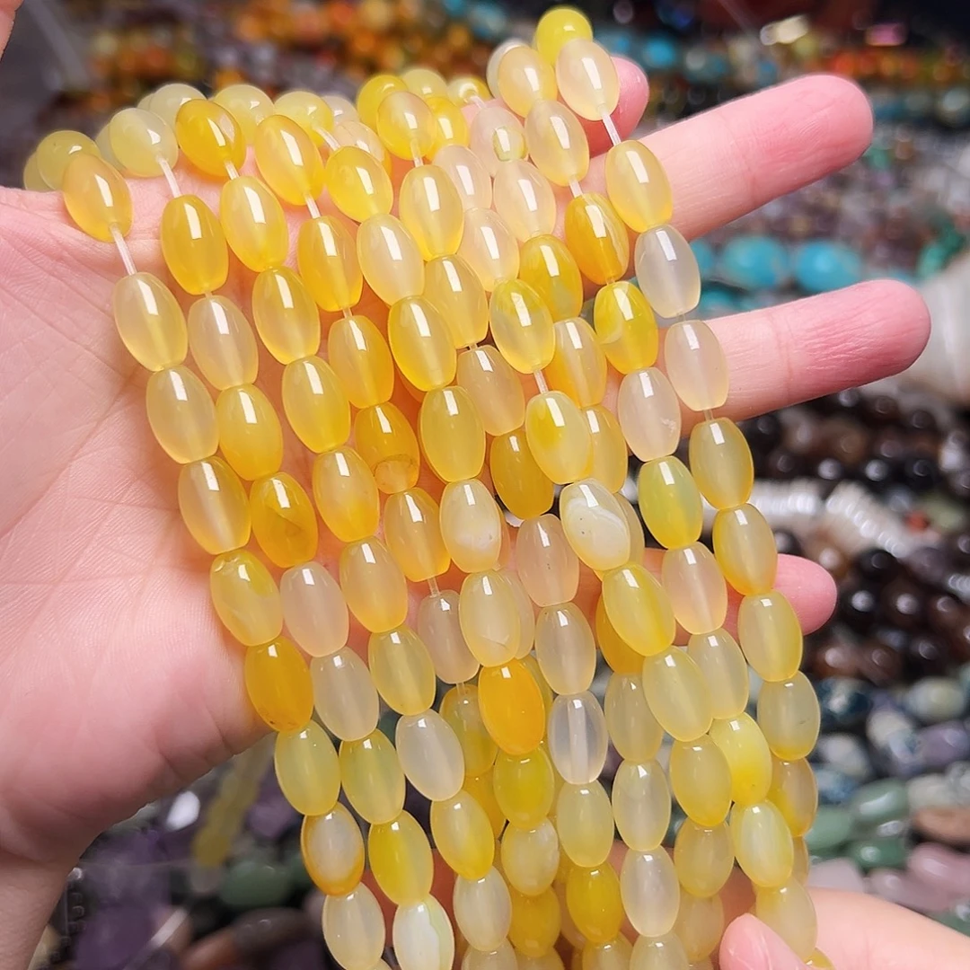 玛瑙/玉髓足银镶嵌珠宝半成品O218天然黄玛瑙12mm