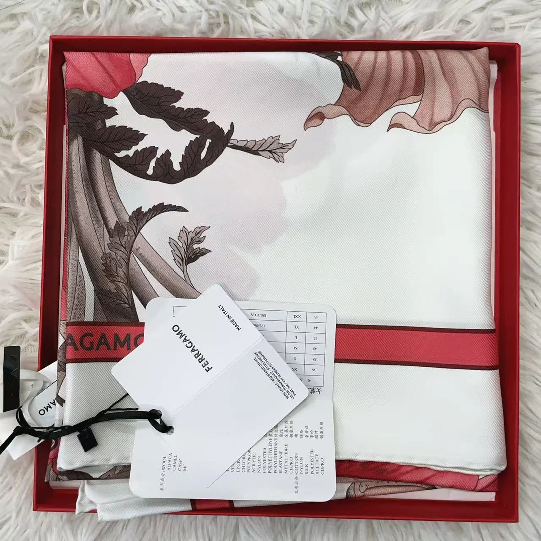 95新 FERRAGAMO/菲拉格慕 麦殿/丝巾90cm粉色/250306HWX3H01