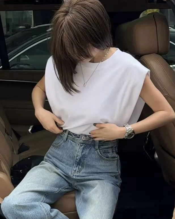 【名衣扬】飞肩背心体恤~(慎重下单NO退NO换）圆领素板百搭飞肩体恤