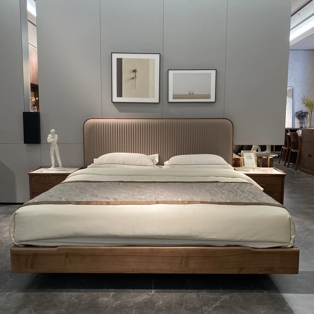 MJ10-1#实木床白蜡木1.8米主卧现代简约双人床1.5米现代简约储物