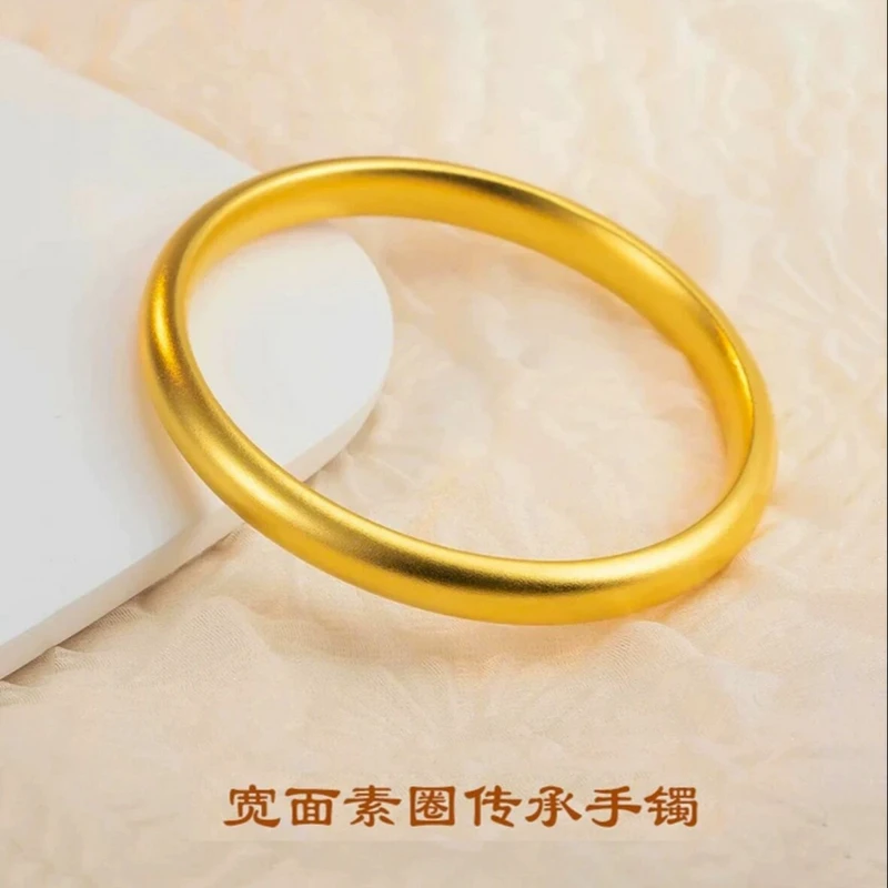 铜合金手镯 古法宽面素圈传承泥鳅背手镯女实心无缝镯子送礼结婚