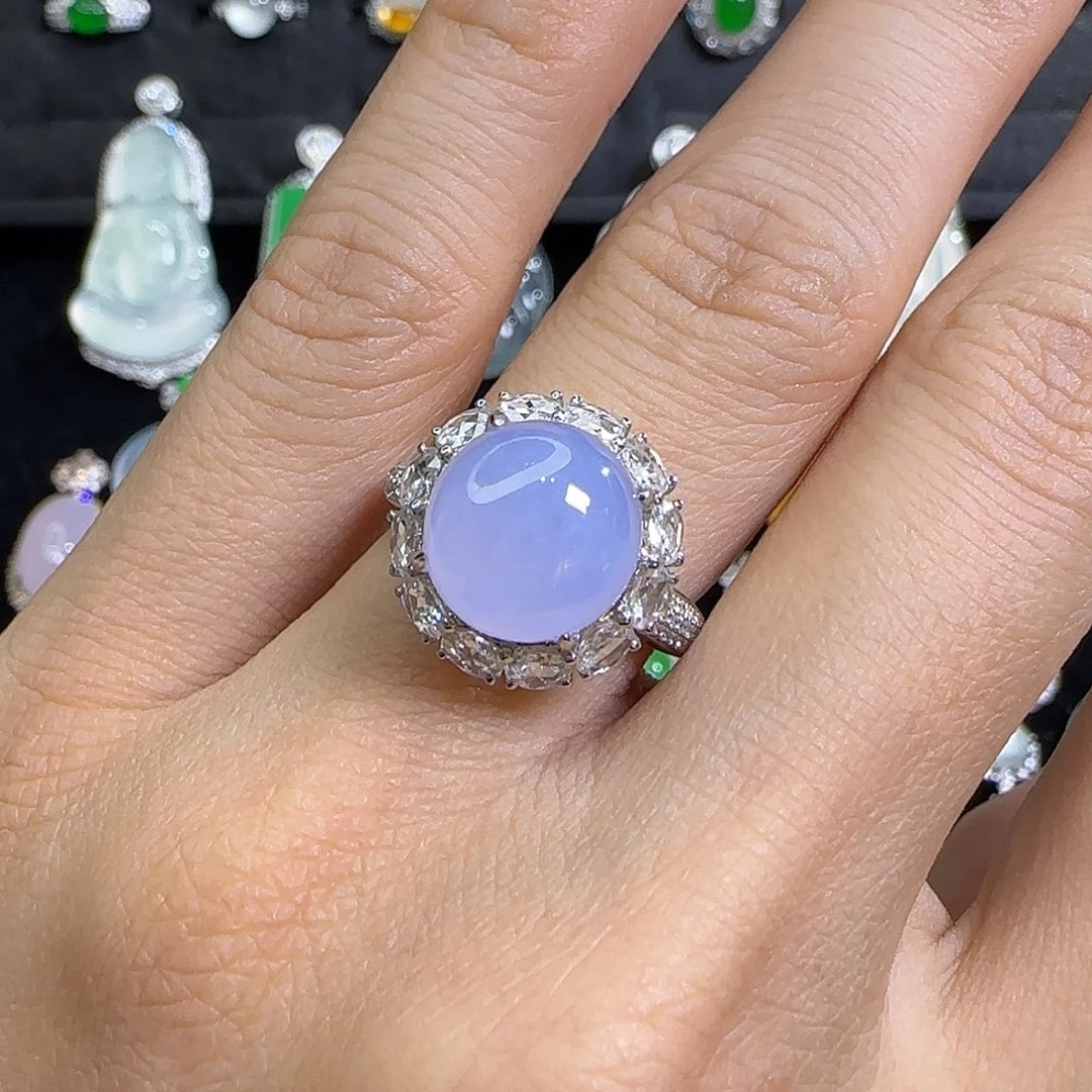 18K金镶嵌戒指翡翠天然翡翠