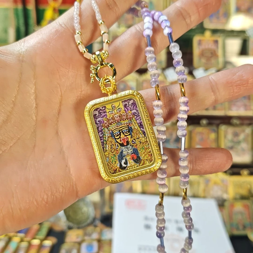 南***都吊坠纯手绘扎基拉姆带绳唐卡