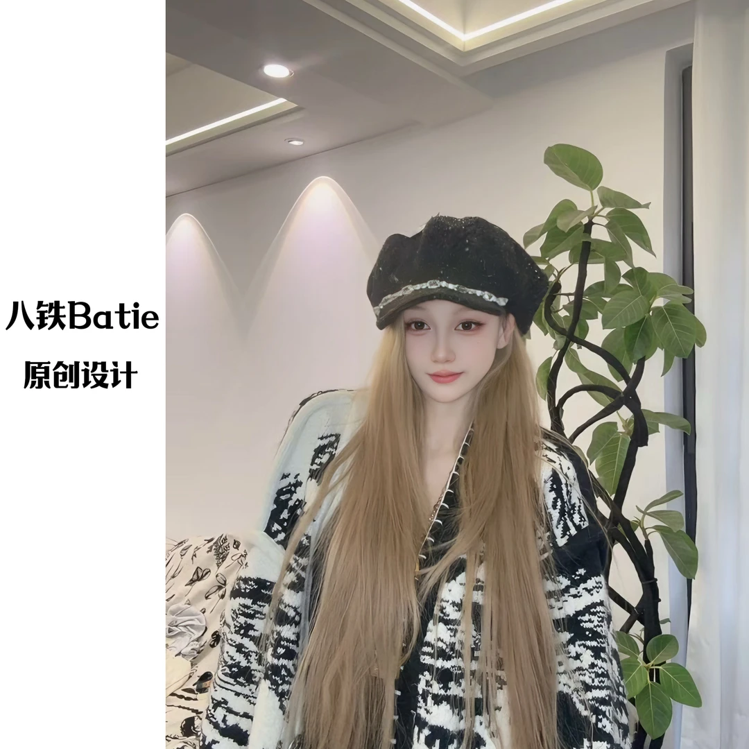 【香奶奶大锆石款】小香风镶钻可折叠带檐贝雷帽