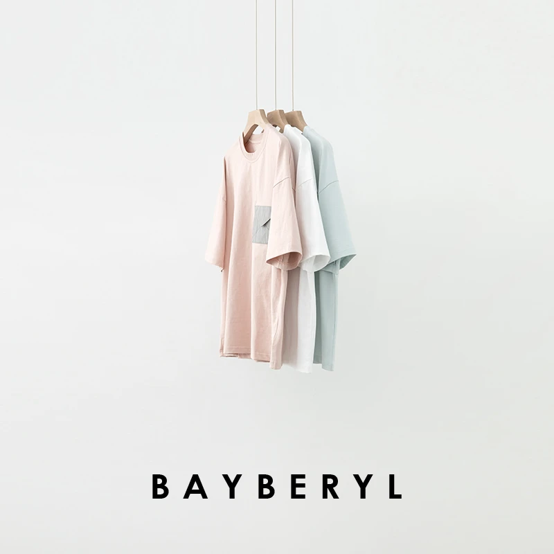 BAYBERYL老贝信封T*口袋设计宽松圆领落肩春短袖T恤NT5C1924-3/20