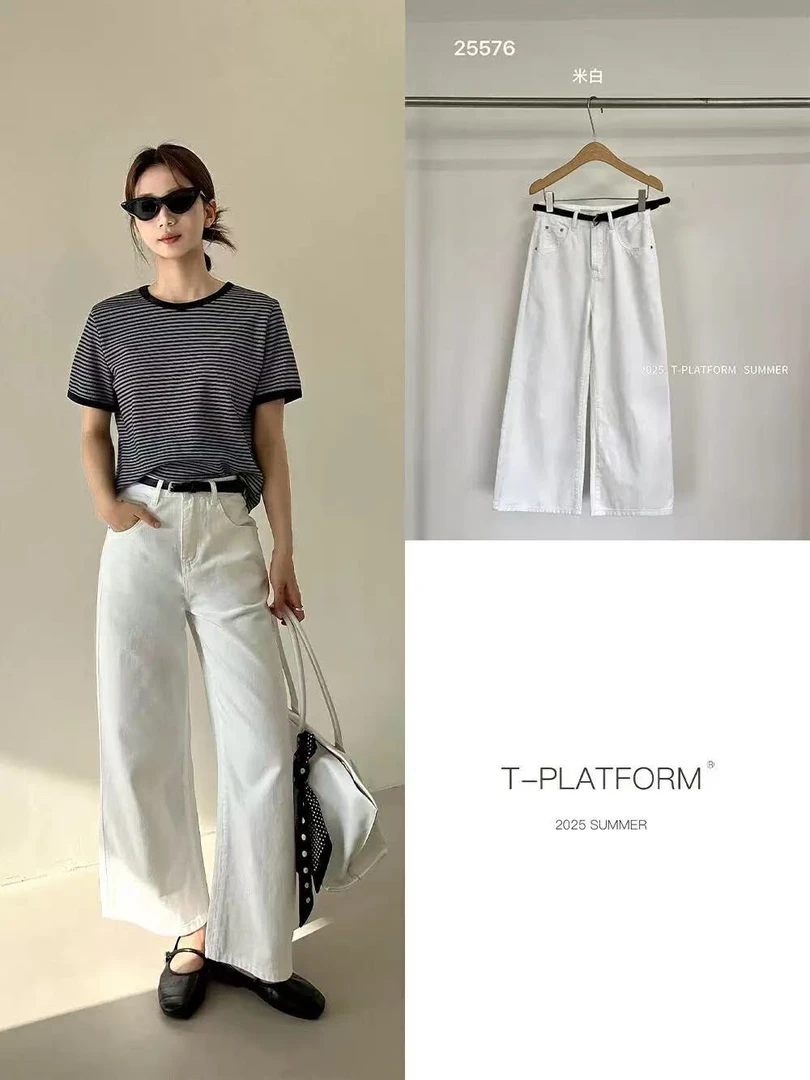 【十三行TT断码福福款25576#】夏季九分微喇无弹牛仔裤慵懒