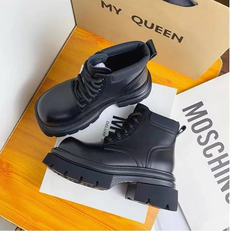 秋冬新款韩版通勤瘦瘦简约粗跟裸靴短靴298-7(不加绒)