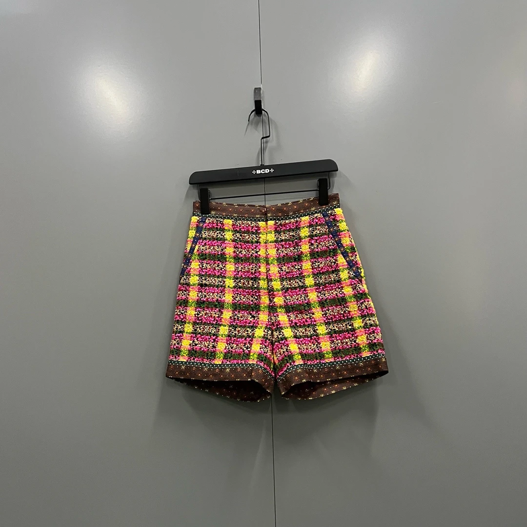 未使用 GUCCI/古驰 zz1 花色格纹直筒短裤 36码/jc610785