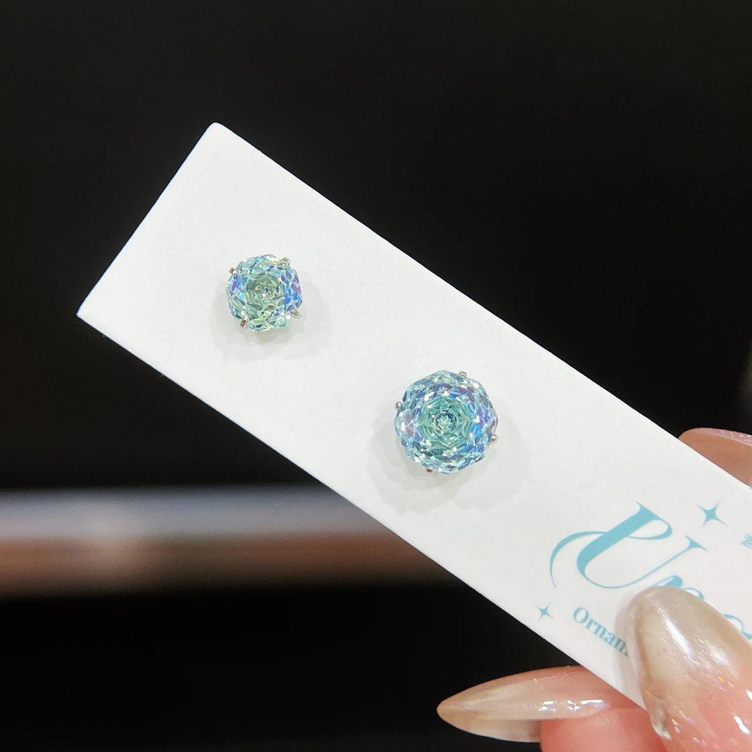 钛钢合成锆石耳饰 蓝桥一梦玫瑰切耳骨钉耳蜗钉外螺旋长6粗0.8杆