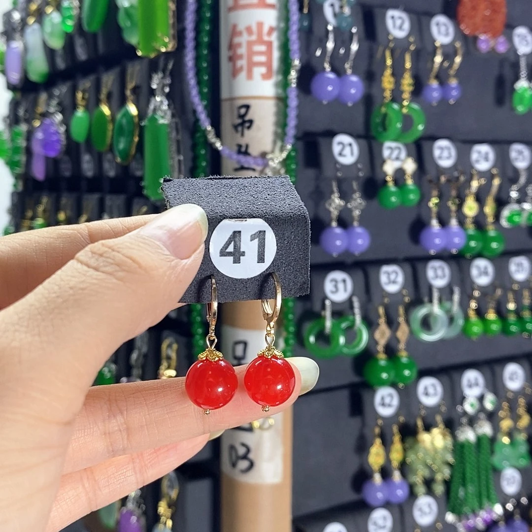 银S925镶嵌南红玛瑙耳饰41