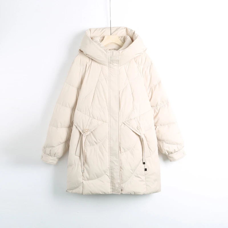 Y0012冬季羽绒棉服女加厚保暖中长款过膝戴帽外套韩版高端连帽