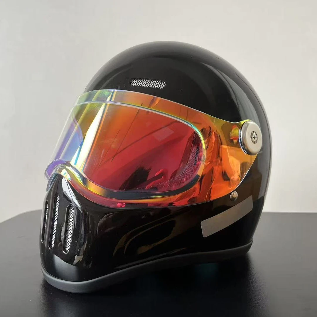 摩托车复古头盔猪鼻盔玻璃钢巡航机车四季男女