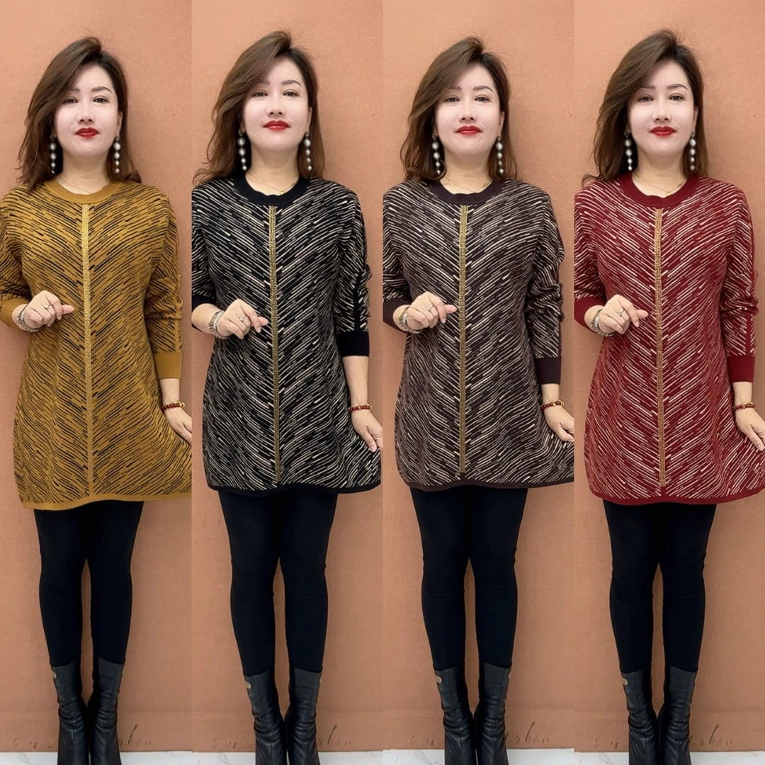 XX 时尚新款几何图提花宽松百搭圆领气质针织衫