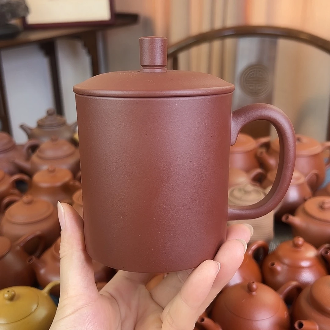 茶壶紫砂精品原矿 静心盖杯 紫泥 450cc