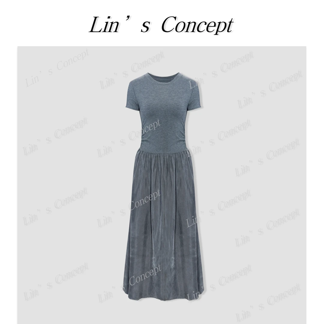 【Lin's concept】极简设计师款拼接高级感连衣裙 DL2405743
