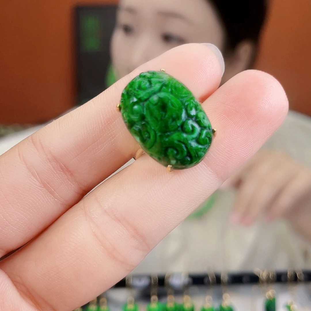 翡翠银S925镶嵌耳饰