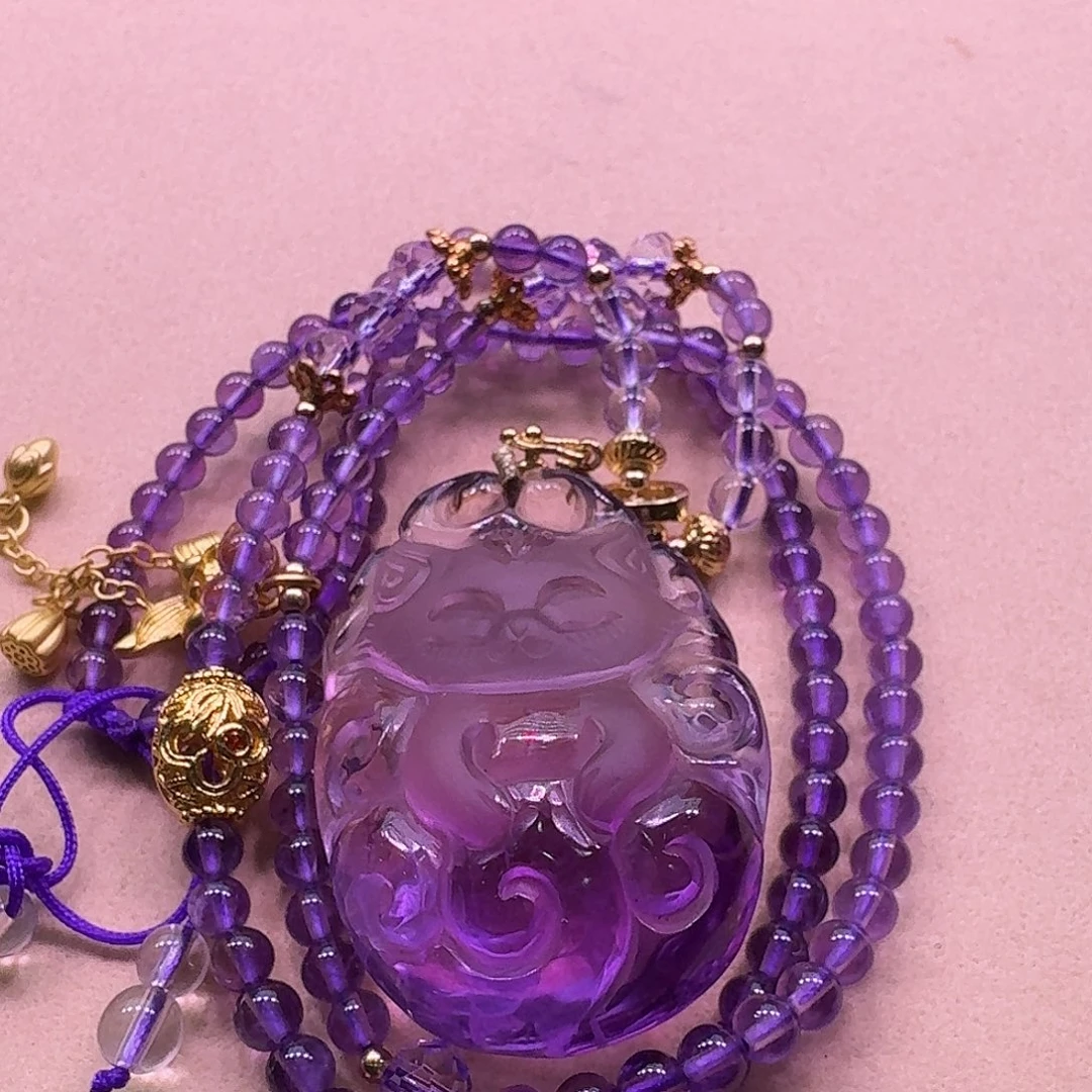 水晶颈饰未镶嵌天然水晶狐狐吊坠