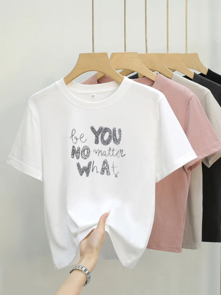 字母 夏季印花短款显瘦百搭设计感小众设计师t恤