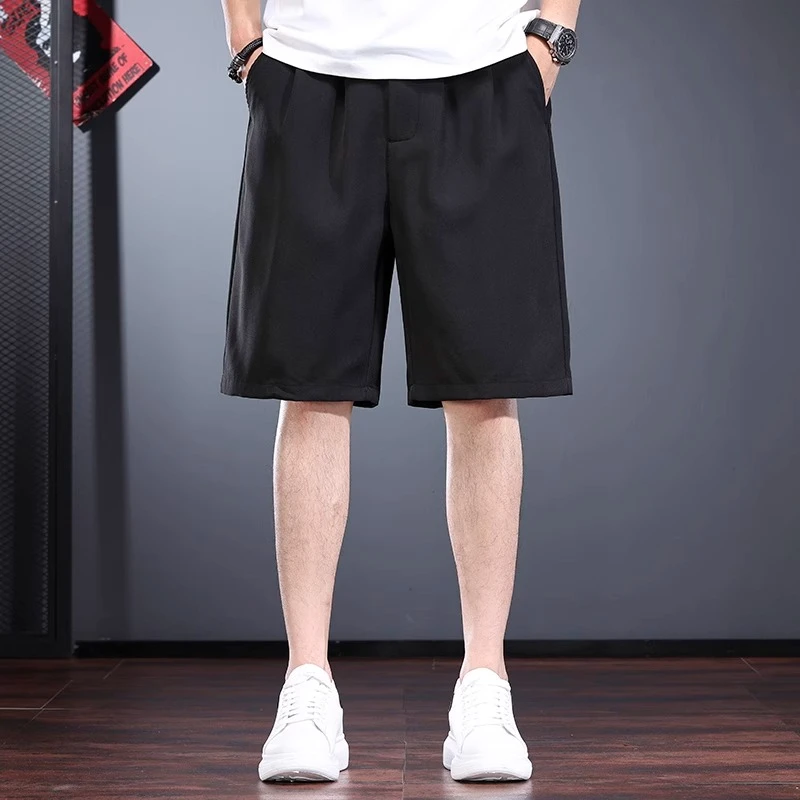 Cebrodz夏季西装短裤男宽松直筒西裤高端垂感中裤潮流商务五分裤