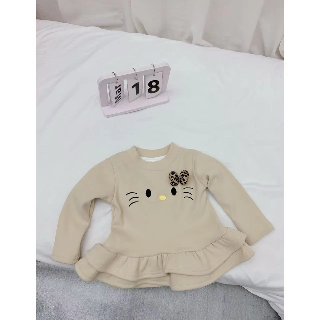（立体蝴蝶豹纹）杏色加绒打底衫