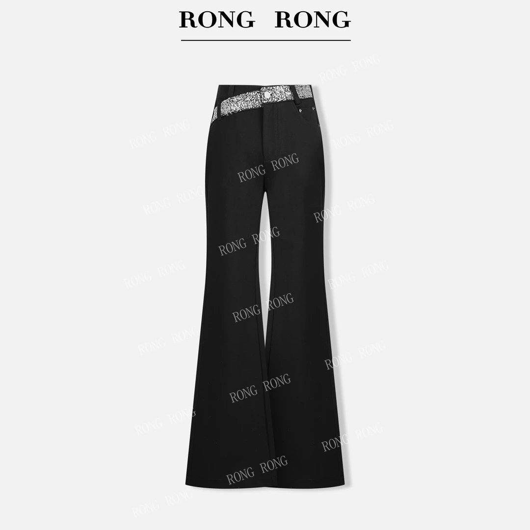 溶溶【一抹星色】RONGRONG 高腰收腹亮片时尚休闲显瘦微喇裤RR5545