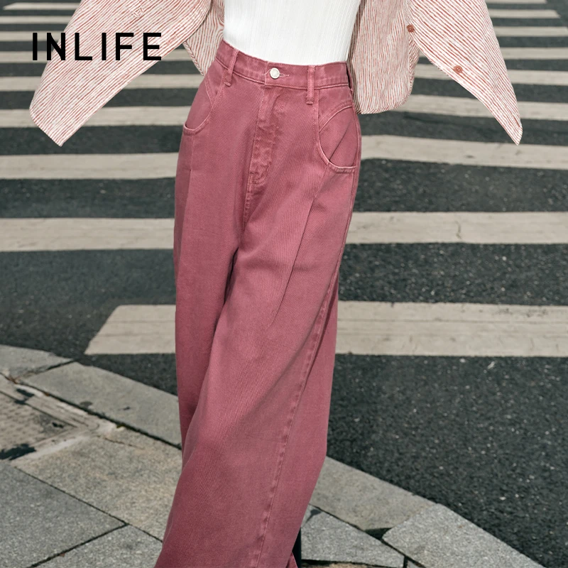 伊纳芙美式牛仔裤女2025秋新款窄版显瘦宽松休闲裤