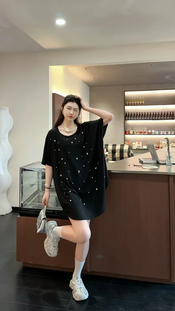 珍珠半袖8818饕餮服饰大码女装夏季新款时尚百搭休闲简约圆领