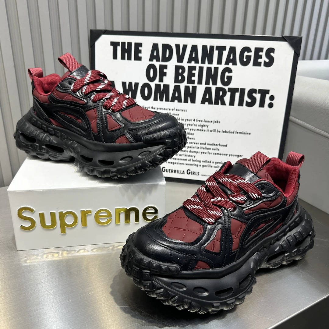 2025轻奢老爹鞋男鞋纳帕拼接老爹鞋个性舒适百搭潮鞋潮流厚底