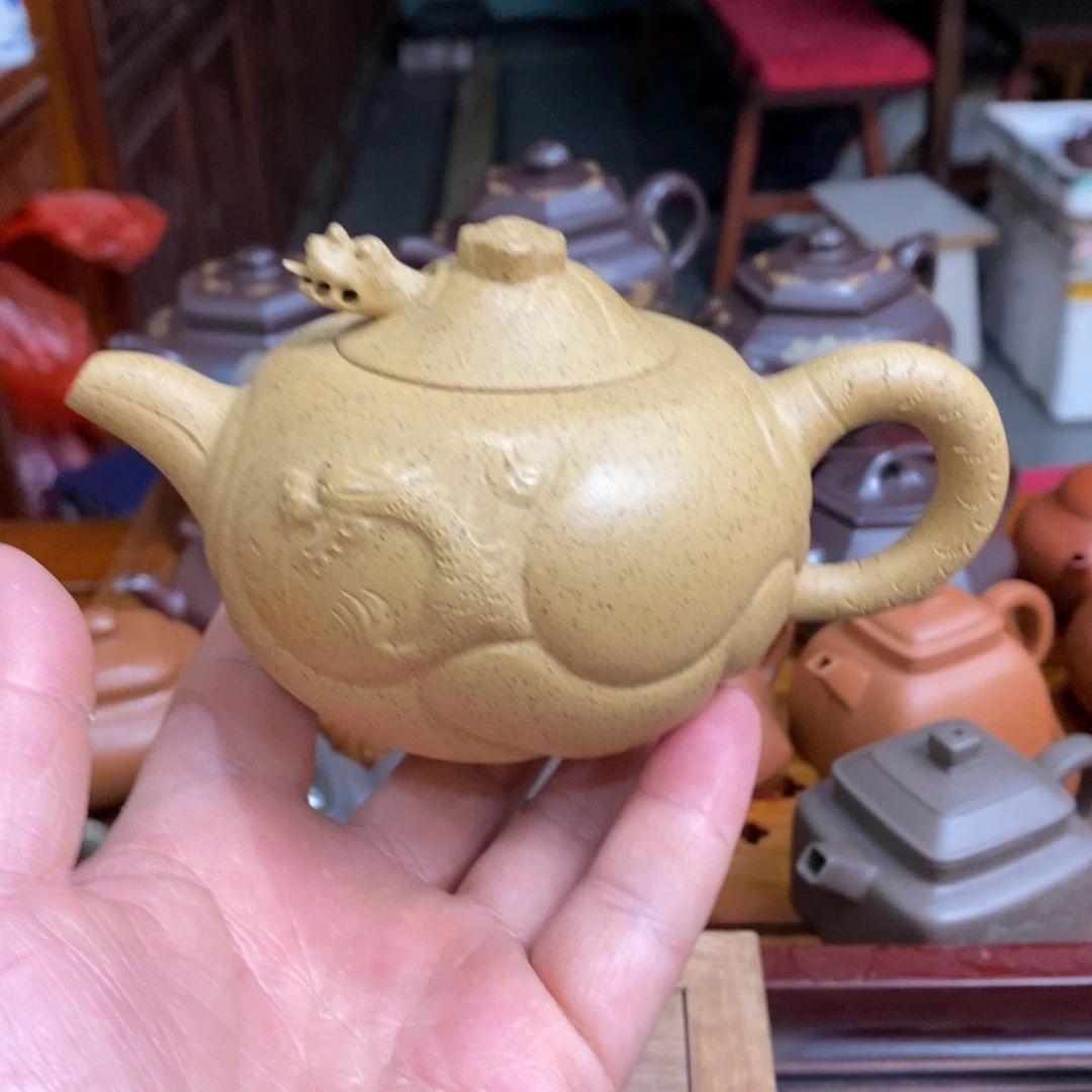 紫砂茶壶紫砂壶半手工鱼化芝麻黄段