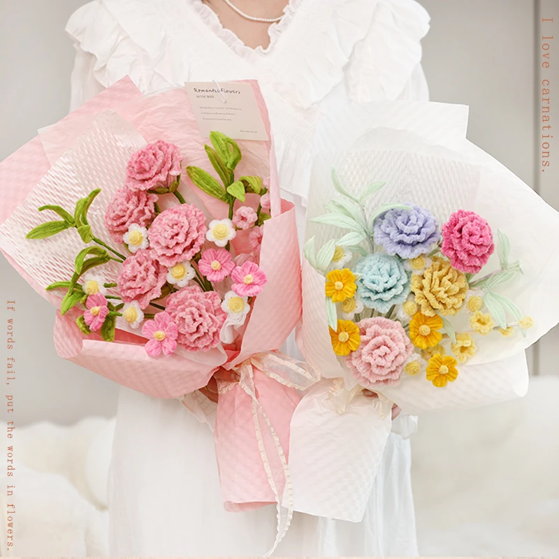 康乃馨扭扭棒花束教师节礼物送老师创意自制手工编织diy材料包