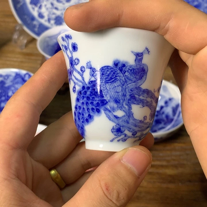 熊***墨景德镇陶瓷青花主人杯