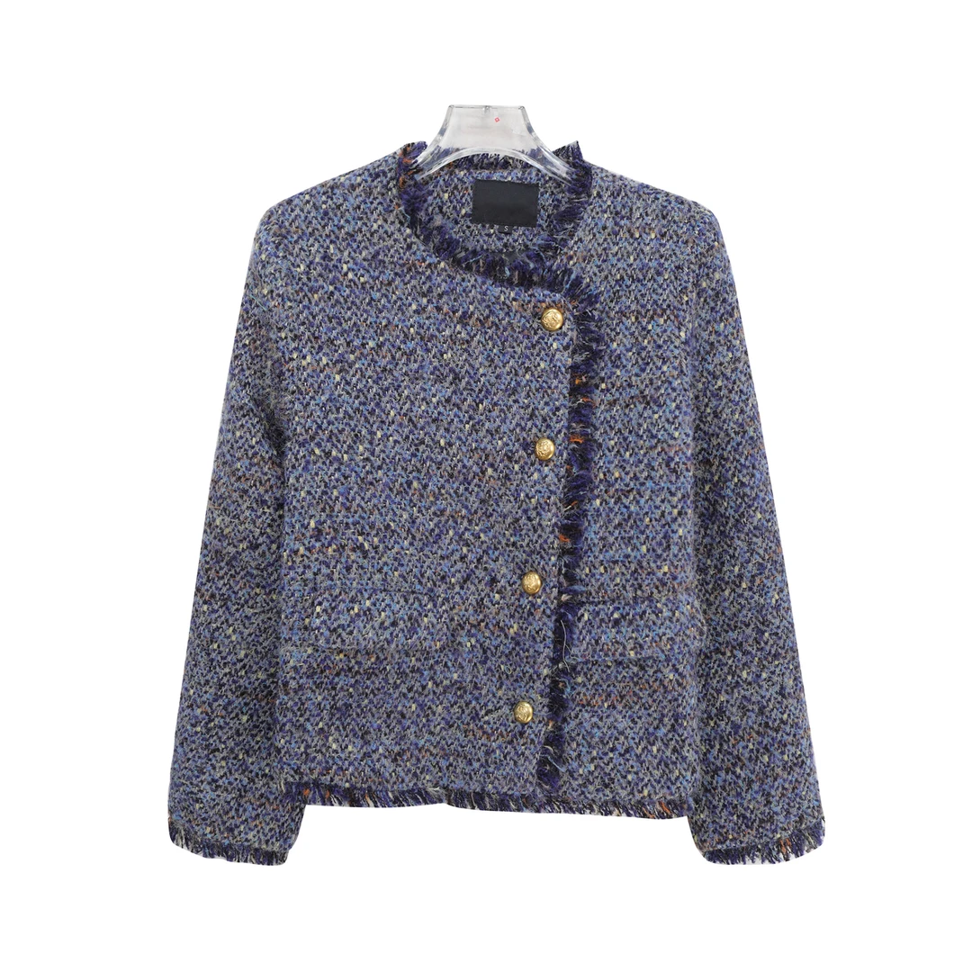 法式静奢粗花呢小香风羽绒夹克服外套U343