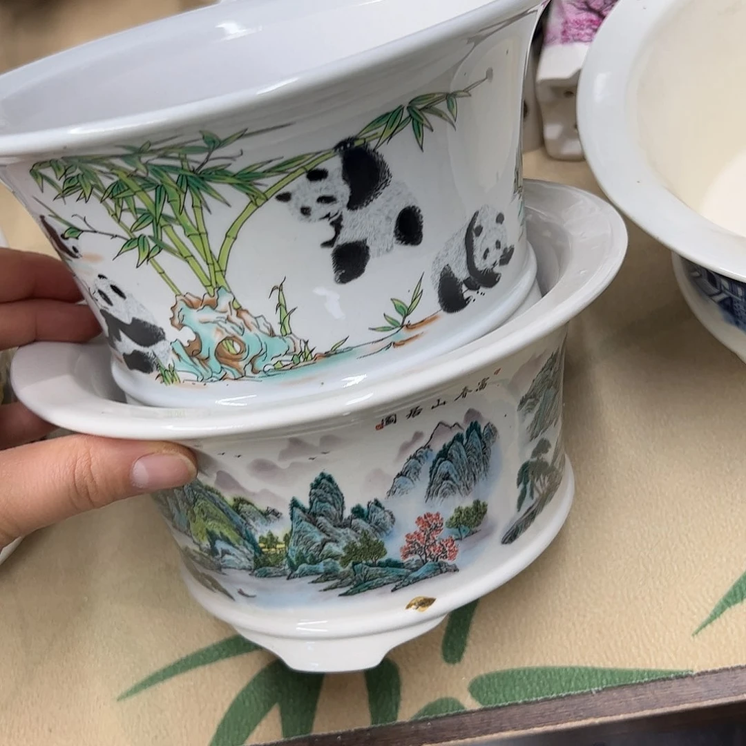 紫砂花盆伏*加413号瑕疵2个口不正介意勿拍19.5/10