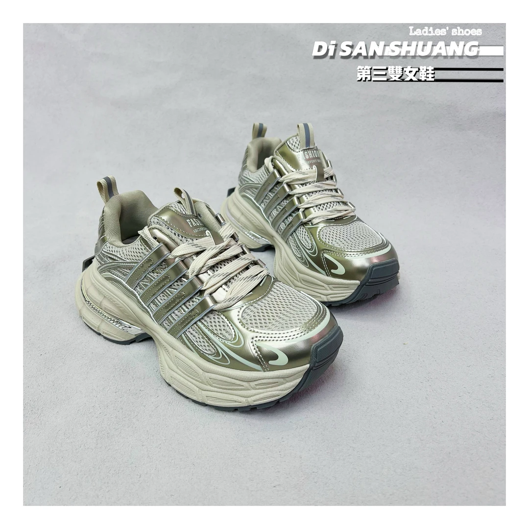 【时光机】6cm女士夏季透气直播潮流厚底增高时尚百搭老爹鞋女鞋