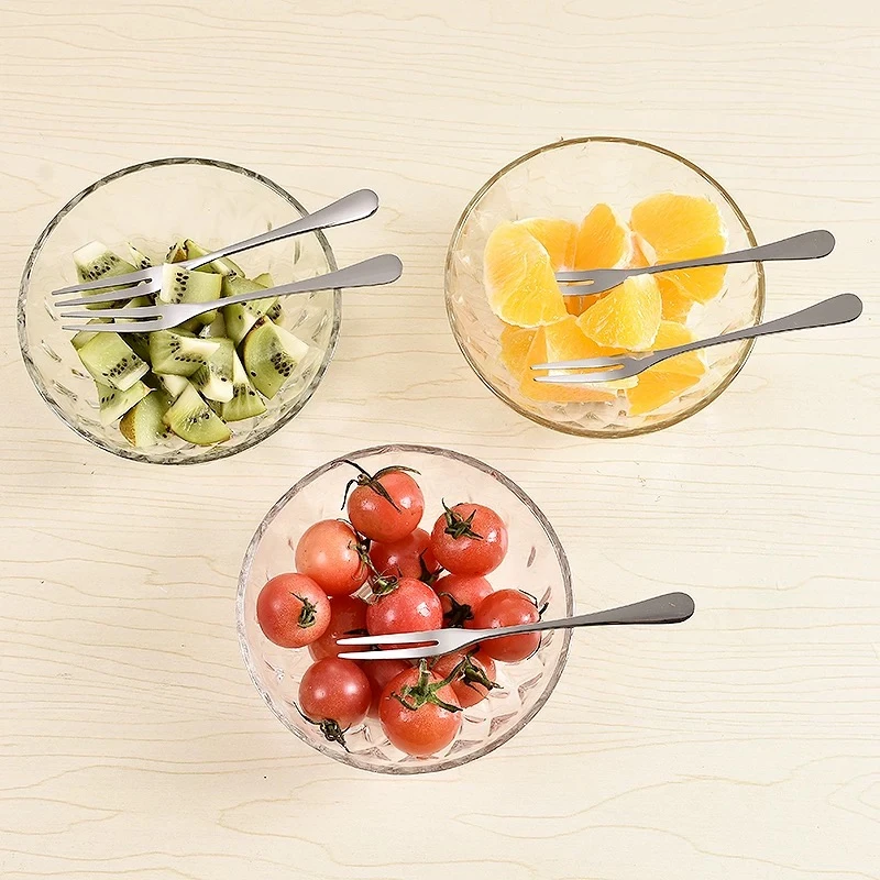 (到手12只)2盒*6只高品质不锈钢水果叉子可