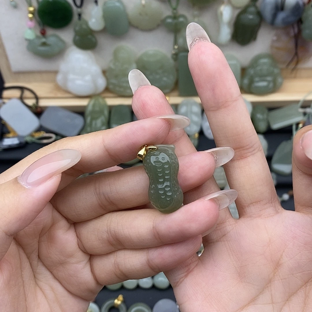 和田玉银S925镶嵌吊坠(不含链)