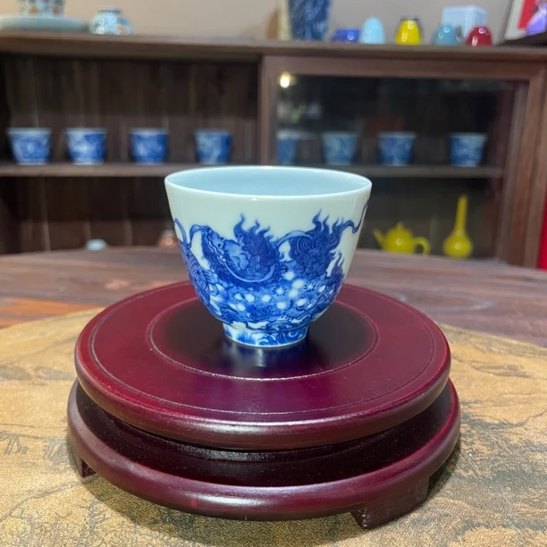 续真柴窑海水狮子花神杯主人杯