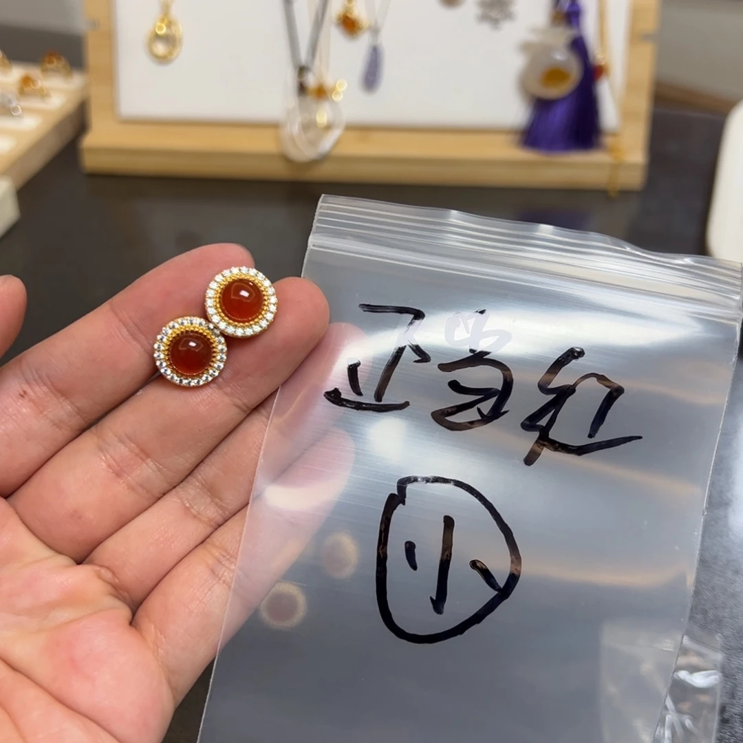 玛瑙/玉髓银S925镀金镶嵌珠宝半成品