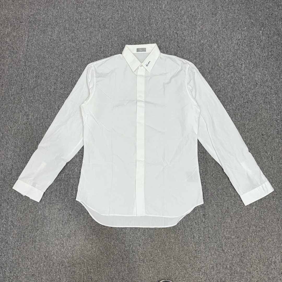 99新 DIOR/迪奥 13839458迪奥白色领口刺绣logo长袖衬衫 40码99新