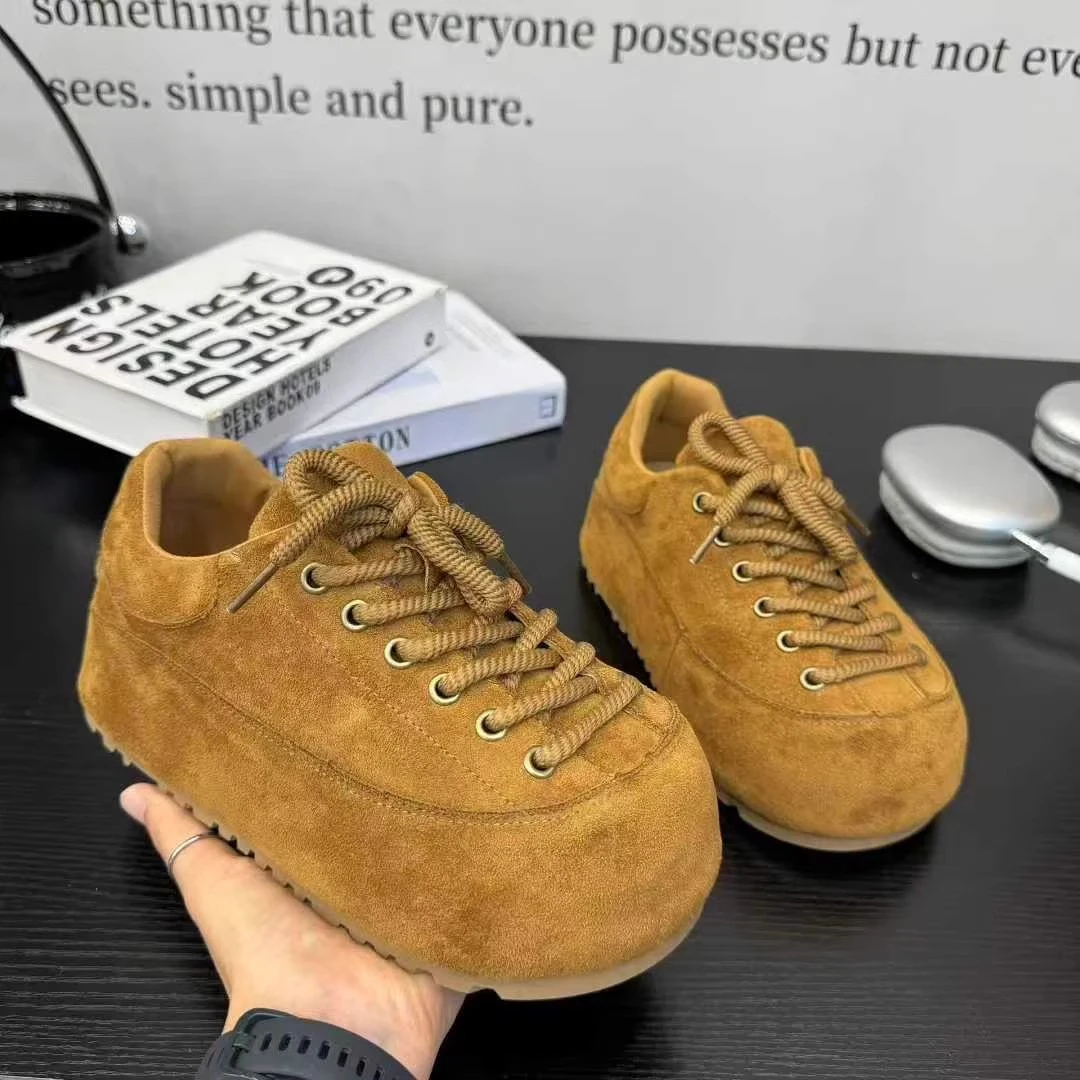 欧洲站同款胖丁时尚面包鞋女2025秋新款休闲运动厚底增高阿甘板鞋