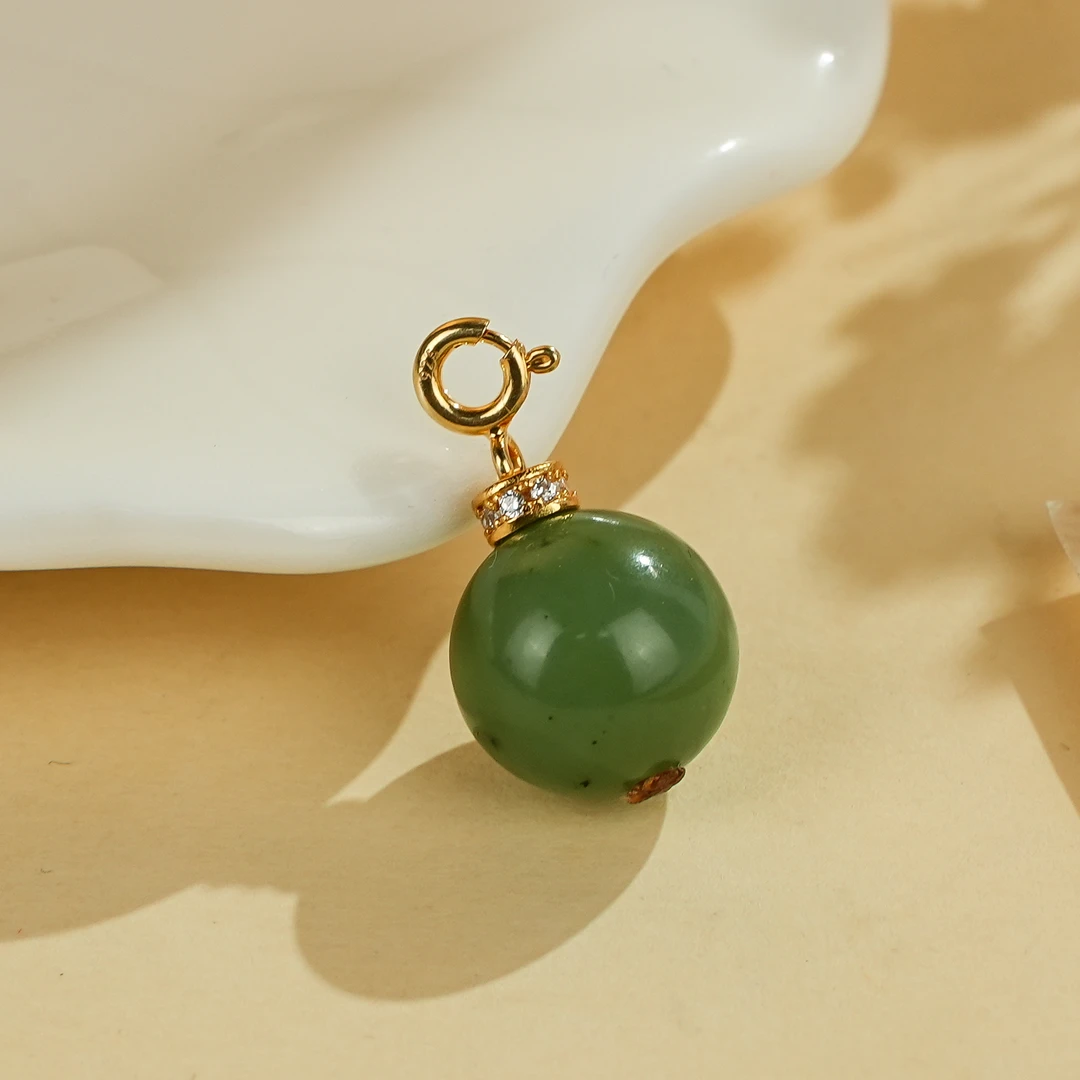 周西西精美珠宝和田玉碧玉路路通吊坠12mm百搭多样性发货20427