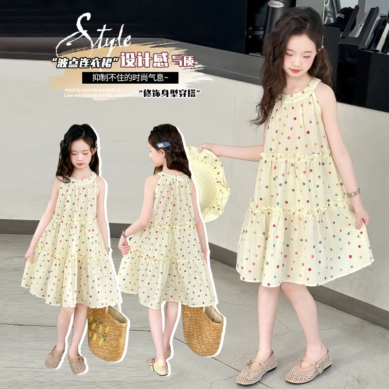 夏季A字裙蓬蓬裙B类波点女连衣裙童装夏装城市游牧风儿童时尚洋气