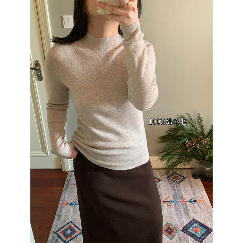 花总吖【羊羔奶芙】秋冬新款100羊毛无缝一体打底衫R425Z21817