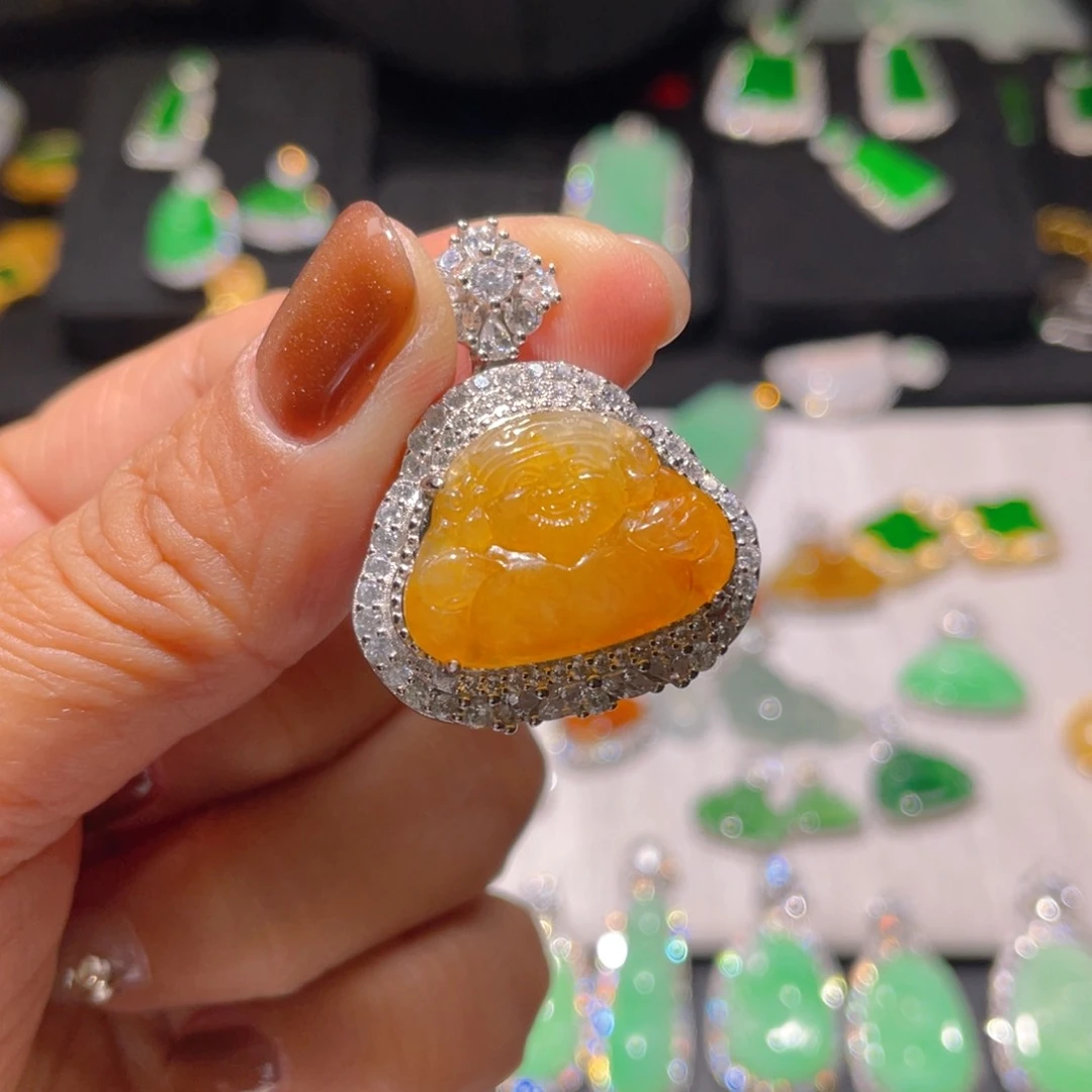 翡翠颈饰银S925镶嵌言*精品