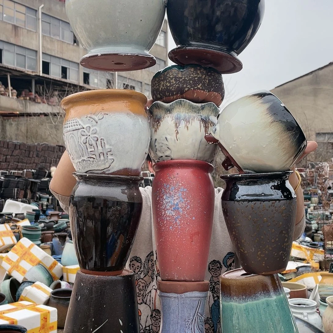 宜兴紫砂粗陶花盆