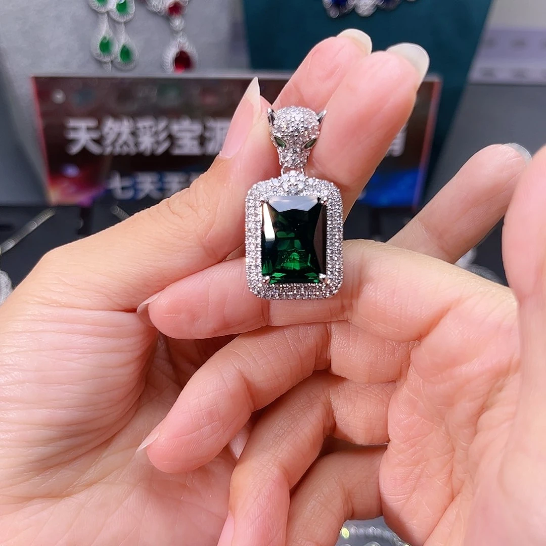 颈饰银S925镶嵌祖母绿c 163